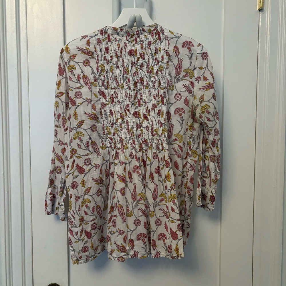 Roberta Roller Rabbit Floral Pintuck Long Sleeve Tunic Top - Picture 12 of 16